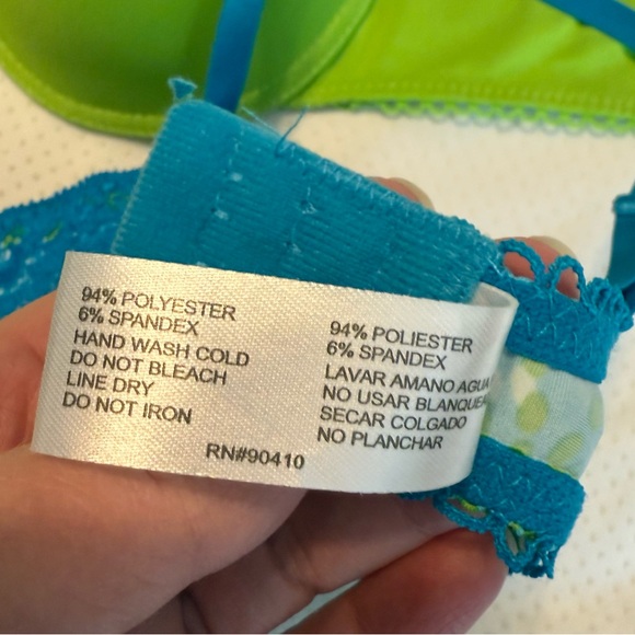 2 Love Affair Bras Blue Floral & Green Size 36C Underwire - Picture 4 of 8